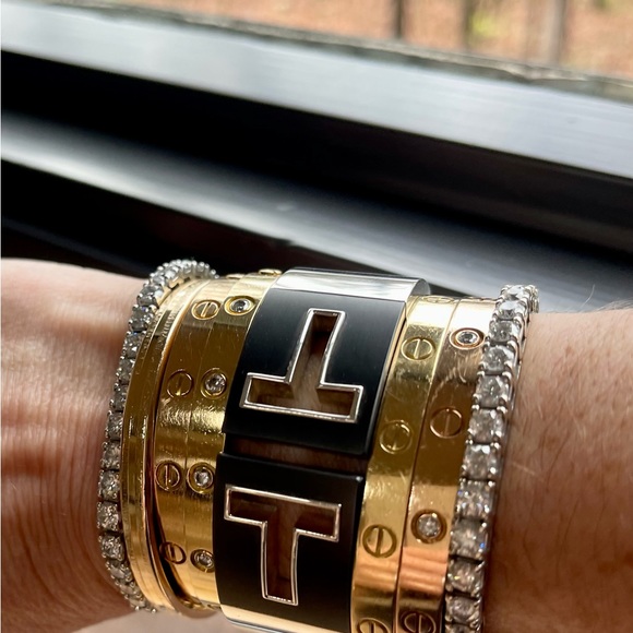 Tiffany & Co Sterling Silver T Cutout Hinged Cuff Bracelet - Picture 2 of 3